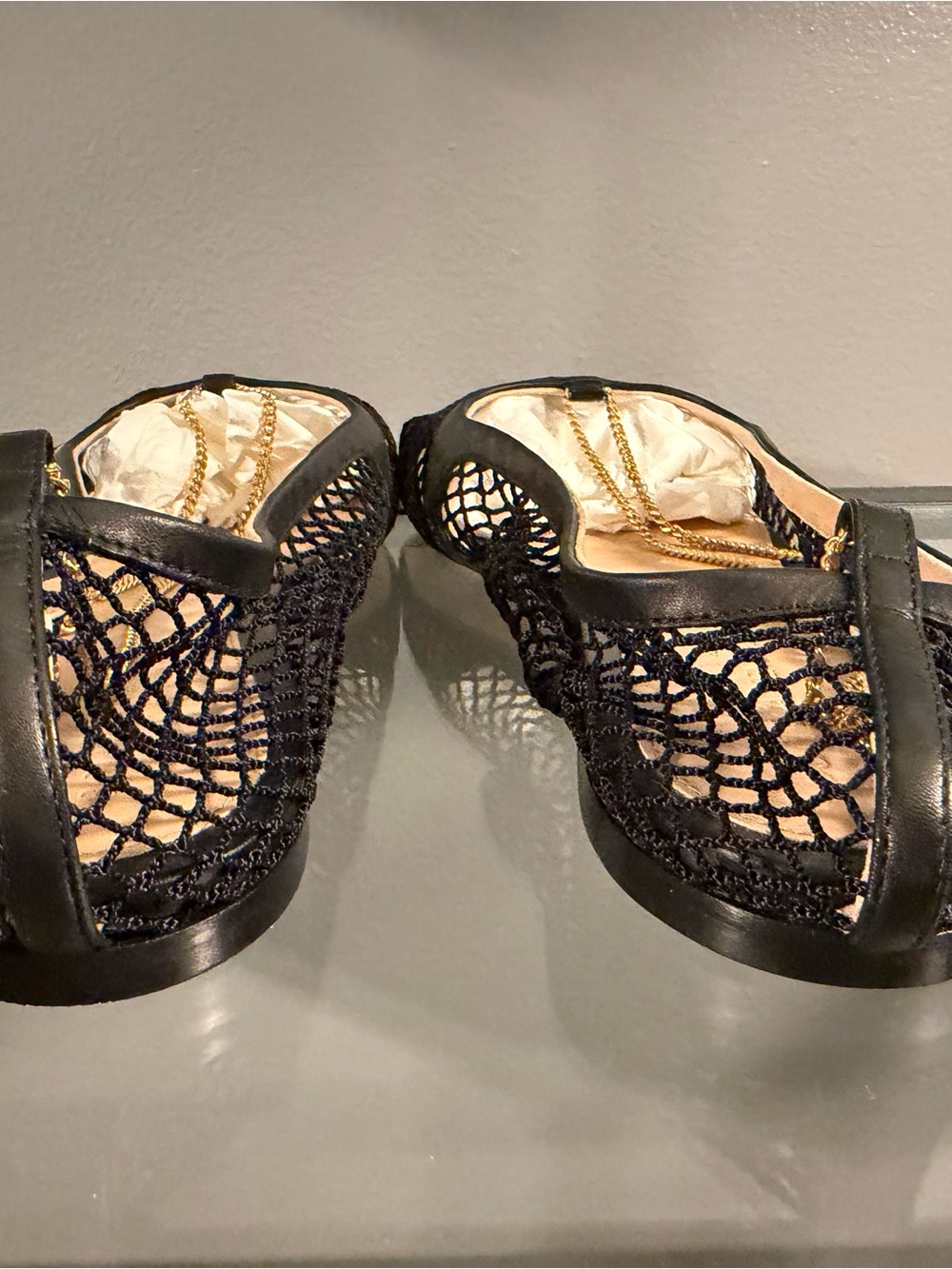 Bottega Veneta Black Stretch (web) Mesh Square-Toe Flats - Picture 3 of 7